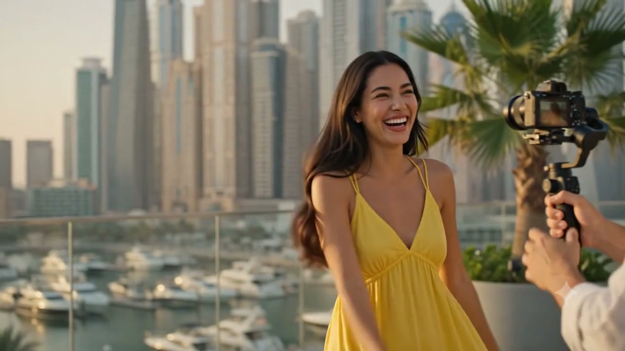 Creators filming bright, joyful content across Dubai's best addresses.